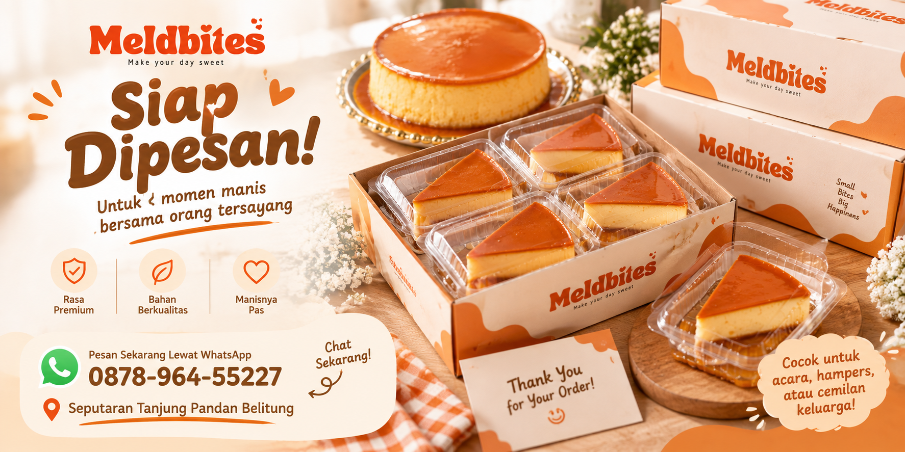 Pesan Quesillo Meldbites melalui WhatsApp